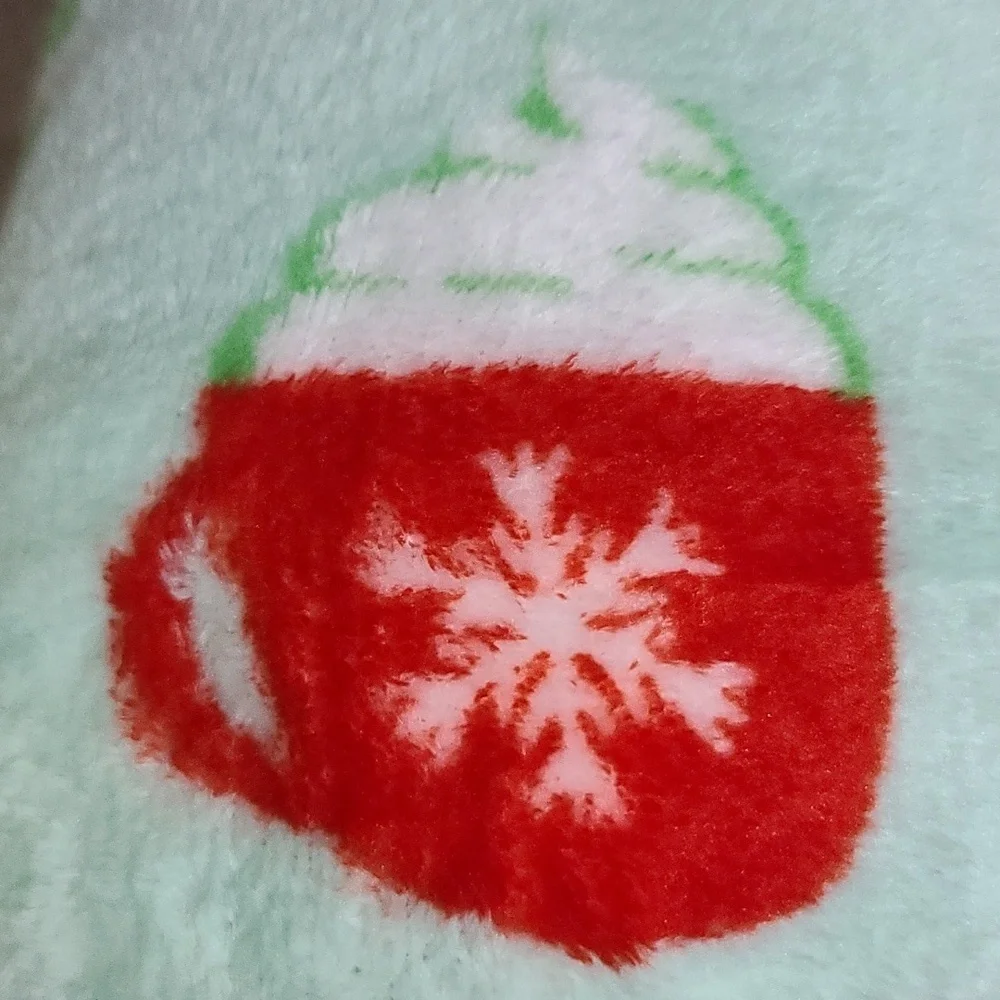 Holiday Throw COZY Blanket Festive - hot cocoa, stocking candy cane, red bow
